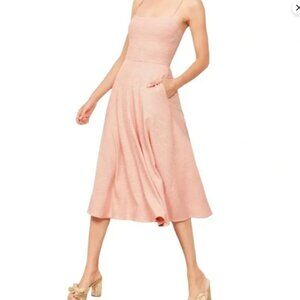 Reformation Bettie Ribbed Knit Midi Dress in Lara Stripe, S